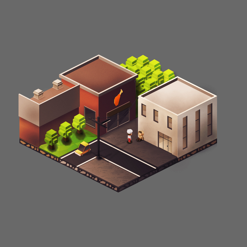 Isometric art style benchmark reference sheet